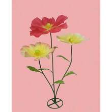 Large Artificial Flower For Decoration With Stands 5.6 Ft Artificial Silk Giant Flower Big Artificial Flores Gigantes For Wedding Party Banquet Backdrop Decor Photography Props Window Display Ideal For Elegant Event Settings Indoor And Outdoor Use Realistic Texture And Durable Material For LongLasting Visual Impact - 黃紅 - 查看 1