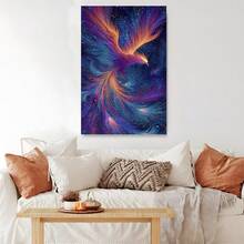2D Flat Printing, 1pc, A Magnificent Phoenix With Fiery Orange Purple And Blue Plumage Soars Through Starry Night Sky Surrounded By Golden Sparkles, Canvas Wall Art For Living Room, Bathroom Wall Art Bedroom Framed Wall Art Poster Art Prints Ready To Hang Pictures Home Decorations Wall Decor For Office - Nhiều màu - Xem 5