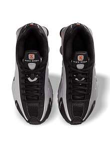 Nike Shox R4 系列女款(GS)运动鞋 吸汗透气 舒适 弹性好 带Logo 多功能 学校 银黑色 CW2626-005 - 黑色 - 查看 5