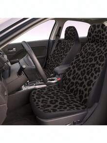 5pcs/Set Black Leopard Print Car Seat Covers For 5-Seat Vehicle, Car Interior Seat Decoration Protective Covers, Christmas & Halloween Gift