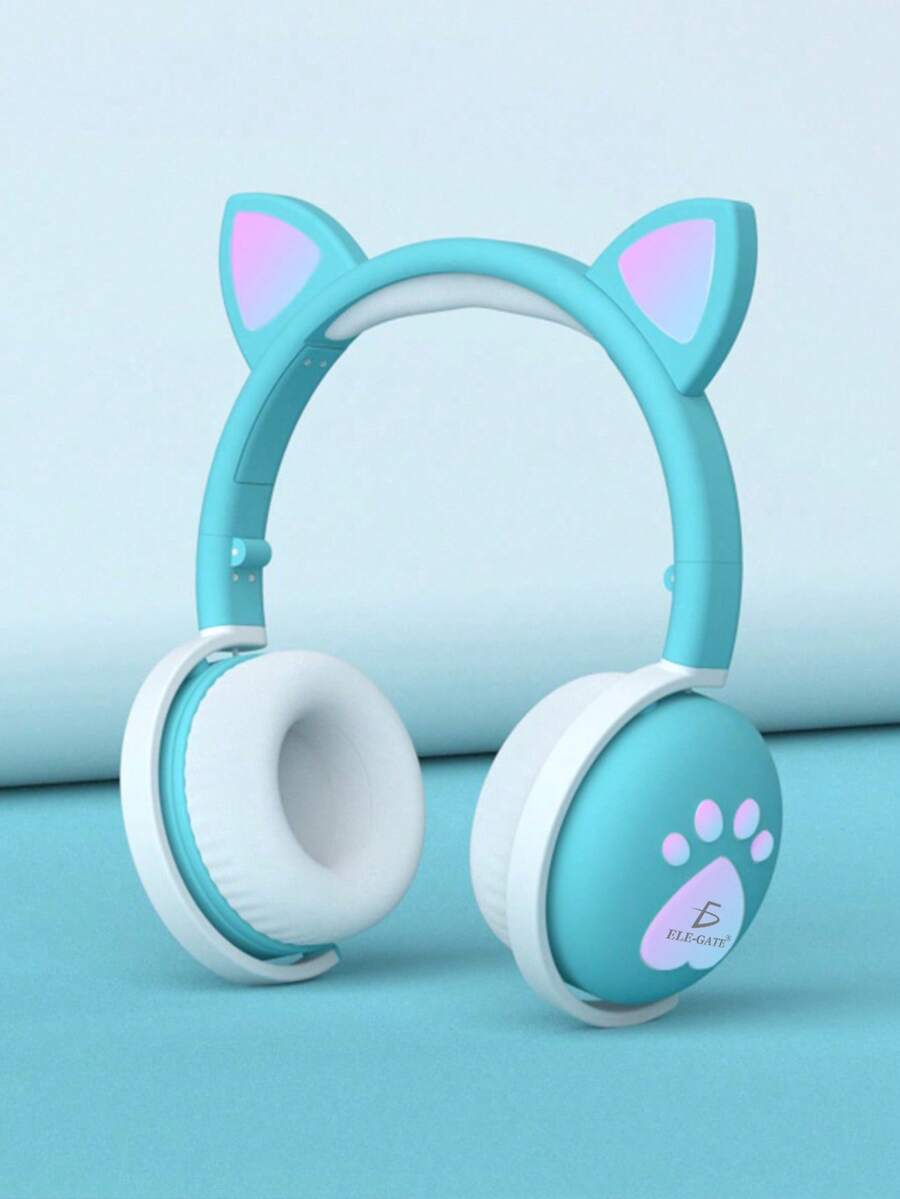 ELE-GATE Auriculares Bluetooth con garra de gato, auriculares con oreja de gato de Color macarrón, voz en vivo - Blanco - Ver 1