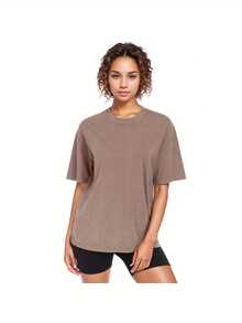 3PCS Womens Washed Vintage Oversized T-Shirt Casual Baggy Streetwear Boyfriend Tee Workout Short Sleeve Cotton Tops - Xám+Cát+Be - Xem 5