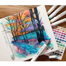 Marker Pads Art Sketchbook, Ohuhu 120LB/200GSM Heavy Smooth Drawing Papers, 78 Sheets/156 Pages, Hardcover Sketch Book, Specially Designed For Alcohol Markers (11.7" X 8.3") - 11.7 英寸 x 8.3 英寸 - 查看 8