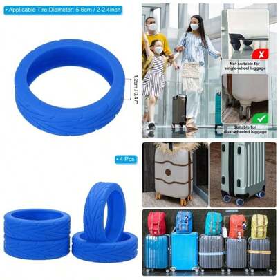 Luggage Wheels Covers, 4Pcs Luggage Wheel Protector Covers Silicone Suitcase Wheel Covers Suitcase Most 8 - Spinner Wheels Caster, Blue