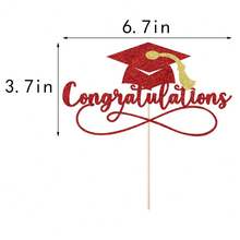 Congratulations 2025 Graduation Cake Topper,Congrats Grad Cake Decor - 2025 High Schoolsss; College;Senior Graduation Party Decorations Supplies (Red Gold){Inchcolor_nameinch:InchRedGold(1)Inch} - 紅金(1) - 查看 4