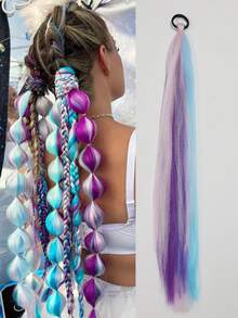 26Inch Synthetic Long Jumbo Ombre Braiding Hair Extension Color Hairpiece For Kids Elastic Rubber Band Hair Accessories 1pc