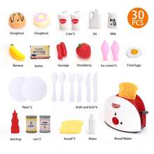 30pcs Pretend Play Kitchen Appliances Toy Set , Kitchen Toys, Bread Machine Toy,Birthday Gift For Kids Ages 3 Years Old And Above - Multicolor - View 6