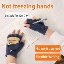 1 Pair Kids Cartoon Ski Gloves,Girls' Knitted Gloves With Cute Pattern, Suitable For Outdoor Activities And Daily Use, Autumn & Winter,Kids Gloves, Warm Thermal Lined Cute Design Finger Gloves For Boys And Girls,Fits Ages 2-5,Thickened Winter Snow Play Kids Gloves,