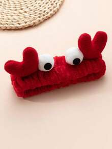 1pc Crab Design Bath Headband, Cartoon Polyester Animal Design Bath Hairlace For Bathroom, Travel Home Bathroom Decor Fall Decor Back To School Hair Accessories - Đỏ - Xem 5