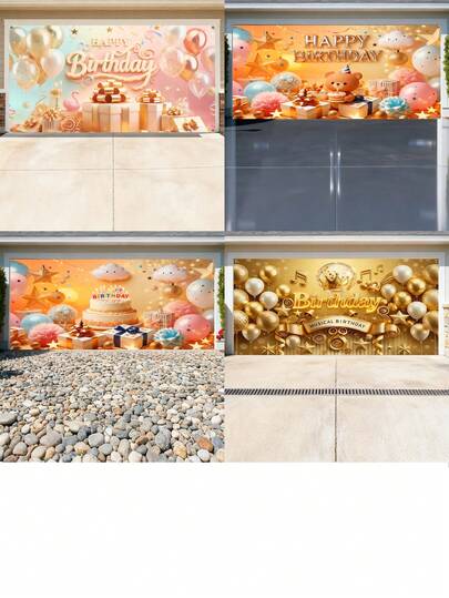 1pc Photo Backdrop Cloth, Balloons, Gifts, Minimalist Style Party Decoration Hanging Cloth