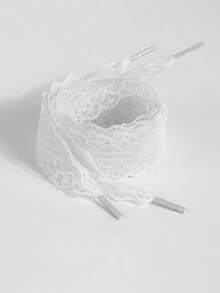 Women's Fashion Lace Shoelaces, Flat Hollow Laces With Wide Ribbon Design For DIY Customization On Various Shoes - trắng - Xem 3