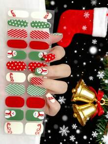Tiras de calidad de salón, a prueba de agua y de larga duración, manicura festiva perfecta como regalo de Navidad para mujeres, suministros de arte de uñas