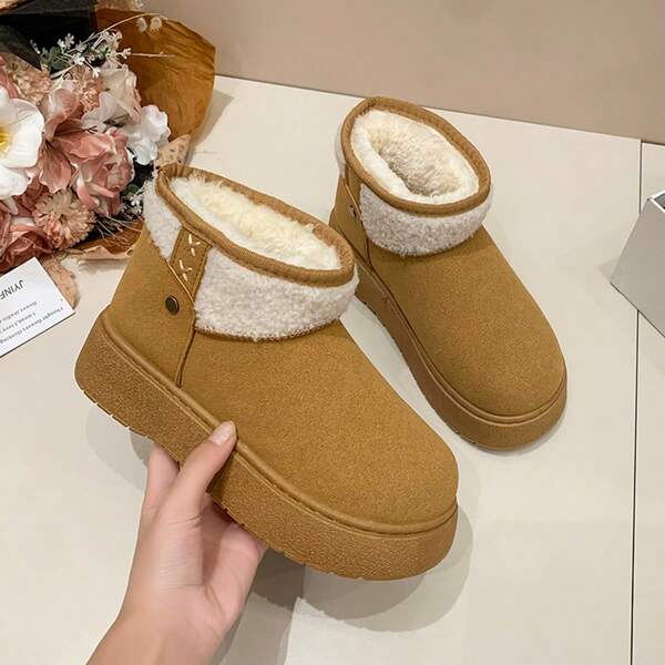 بوت رياضية نسائية خارجية ذات إبزيم معدني عصري، بوت ثلج نسائية