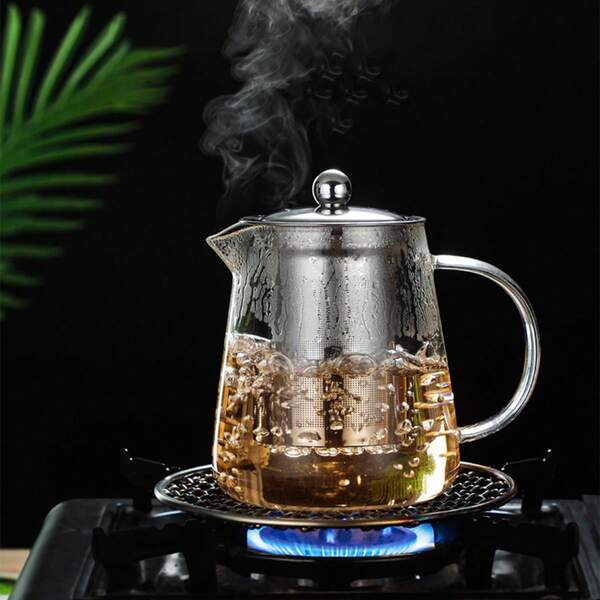 1个加厚高硼硅耐热玻璃茶壶，透明功夫茶具套装，不锈钢滤网，适合泡茶、休闲娱乐，也可作为礼物赠送。