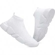 Women's Slip-On Tennis Walking Sneakers, Lightweight Breathable Comfort Gym And Work, Stylish Trainers, 2025 - 044-白色 - 查看 8