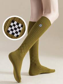 1 Pair Women's Over The Calf Socks, & Versatile, Suitable For Various Occasions, Cozy Socks - Multicolor - View 3