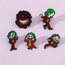 Warner Bros 1/5 Pcs Cartoon Anime Brooch Set Personalized The Joker Character Shaped Enamel Pin Metal Badge Jewelry Clothing Backpack Accessories Gift For Friends - One Size - View 8