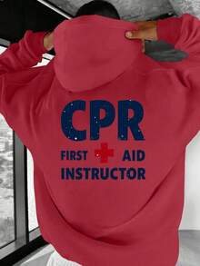 sweat-shirt à capuche d'instructeur de RCR et de premiers secours pour hommes - Coupe ample et oversize avec motif RCR (étoiles) au dos, pour la formation et l'enseignement sur le lieu de travail, lavable en machine - Vêtement certifié JPH-9, porter décontracté confortable, oversize - Noir - Voir 11