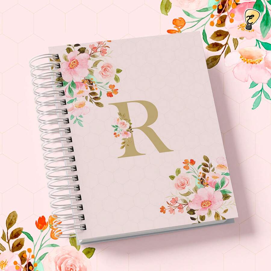 Agenda 2025 Alphabet A To Z Floral White And Red Roses Letter Letters 2 Days Per Page 216 Pages A5 - R - View 1