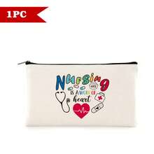 1/5/10pcs Nurse Theme Canvas Bag With Zipper Survival Kit Bag Medicine Bag Gift Bag Letter/Flower/Leopard/Heart/Rainbow Pattern Print Funny Makeup Pouch Portable Toiletry Bag For Nurse Travel Make Up Organizer Makeup Storage Cosmetic Bag Wash Bag Bathroom College Dorm Travel Stuff Multifunctional Cosmetic Organizer Cute Wallet Pouch Coin Purse - Beige - View 39