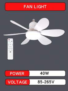 250毫米（20.5英寸）大型吊扇灯，带遥控器，40瓦灯座，E26灯头，三档风速，3000K-6500K可调光，带灯座延长杆，适用于浴室、厨房和小房间 - 均碼 - 查看 13