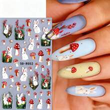 2 Sheets 5D Embossed Kawaii Colorful Floral & Butterfly Nail Art Stickers - Colored Flowers, Whimsical Butterflies, Heart Shapes & Cute Floral Designs Nail Art Decals For Women DIY Holiday Nail Decoration - Multicolor - View 3