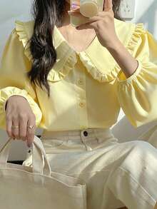 女士休闲优雅翻领衬衫，春夏款