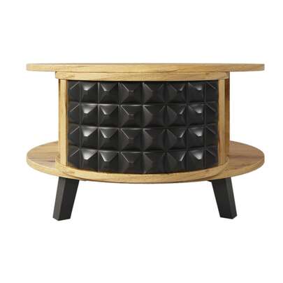 Mesa de centro, mesa giratória, mesa lateral com prateleira interna oculta.