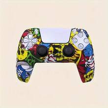 Capa protetora de silicone macio com padrão assimétrico aleatório para controle de Playstation 5, capa para gamepad com impressão por transferência de água. - Multicolorido - Ver 4