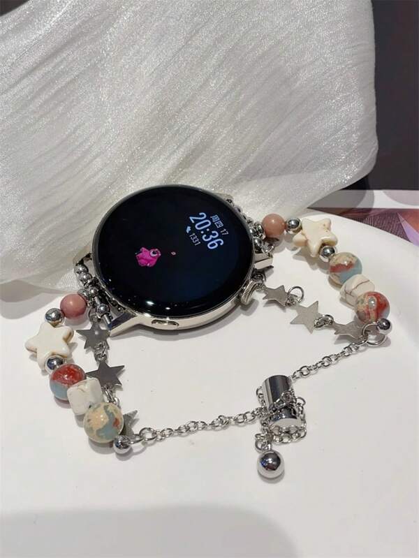 Correa de reloj de cadena de metal de concha de estrella compatible con Galaxy Watch 7/6/5/4 (40mm, 44mm, 47mm, 46mm, 41mm), Galaxy Watch 5 Pro (45mm), Galaxy Active 2, Galaxy The Watch 3 (18/20/22mm), compatible con HW Watch 5/4/3/2/1 y GT6/5/4/3/2, así como HW Watch Fit3/Fit4 y HW Band 8/9/10 NFC