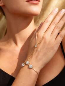 1 قطعة خاتم إصبع مطلي بالذهب بتصميم فريد من نوعه ذو قبة نصفية من الزركونيا، مناسب للخروجات اليومية للنساء، الاجتماعات التجارية، حفلات الزفاف والأعياد، وهدايا رمضان