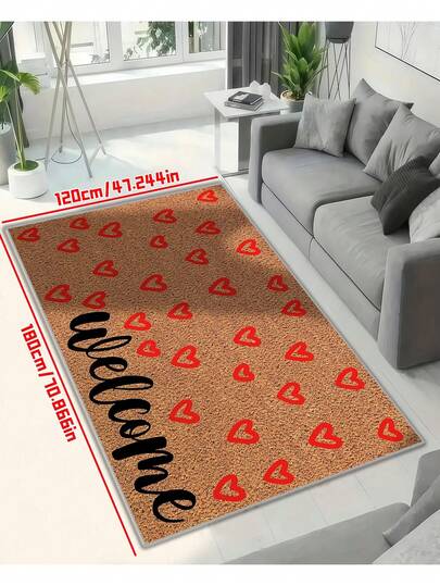 Valentine's Day Heart-Shaped Welcome Mat - Non-Slip, Dirt-Resistant Indoor/Outdoor Doormat, Suitable For Home And Garden Decor