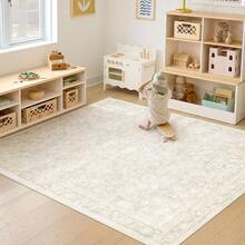 8x10 Area Rugs Living Room: Washable Large Vintage Floral Rug Low Pile Non - Slip Boho Carpet Bedroom Dining Home Office Beige, 8'x10' - Màu be + 5' x 7' (Hình chữ nhật) - Xem 5