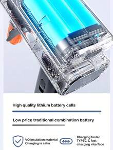 High Pressure Water Gun For Car Wash, Rechargeable Home Cleaning Tool With Enhanced Pressure, Suitable For Powerful Car Washing - Black - View 9