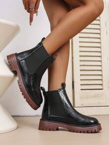 Women's Ankle Boots, Slip-On Shoes, Black Shoes, Winter Boots, Black Boots, Women's Shoes, Flat Shoes, New Shoes, Ankle Boots, Women's Shoes, Heels - Black - View 3