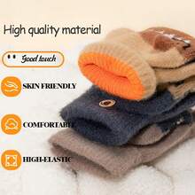 1 Pair Kids Cartoon Ski Gloves,Girls' Knitted Gloves With Cute Pattern, Suitable For Outdoor Activities And Daily Use, Autumn & Winter,Kids Gloves, Warm Thermal Lined Cute Design Finger Gloves For Boys And Girls,Fits Ages 2-5,Thickened Winter Snow Play Kids Gloves,