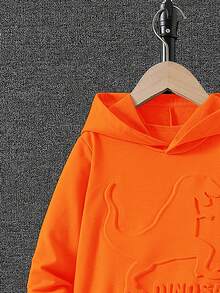 2件套男童休闲3D恐龙图案连帽卫衣和裤子套装，春秋季