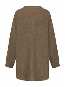 Áo len nữ dáng rộng cổ tròn, kiểu dáng tối giản, màu trơn, phong cách retro, hoàn hảo cho năm mới, Giáng sinh và Ngày Valentine. - màu nâu - Xem 11