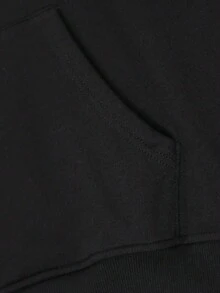 Envío dentro del país | Sudadera con Capucha negra, Diseño Relajado con Estampado, Bolsillos Espaciosos, Perfecta para Otoño e Invierno, Casual y Abrigada​ - Negro - Ver 3