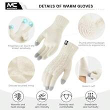 Women's Winter Gloves For Cold Weather Thermal Knit Elastic Soft Touch Screen Glove For Running Driving Hiking - Beige - View 4