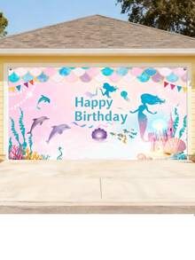 1pc Mermaid Under The Sea Backdrop For Children's Birthday Party, Photography, Photo Studio Props - Multicolor - View 5