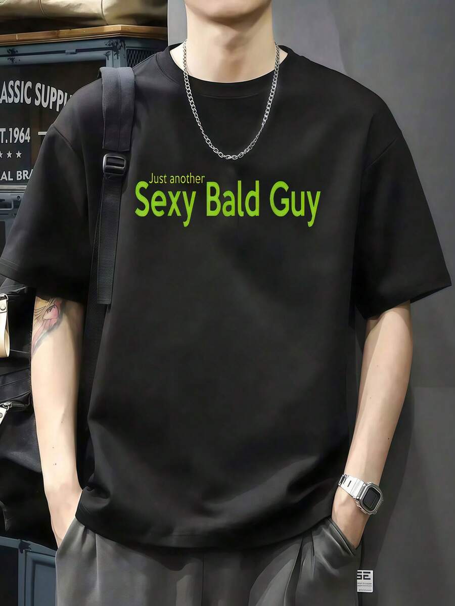 Otra camiseta de un calvo Camiseta de manga corta de algodón de 220 g, impresión por una cara - Negro - Ver 1