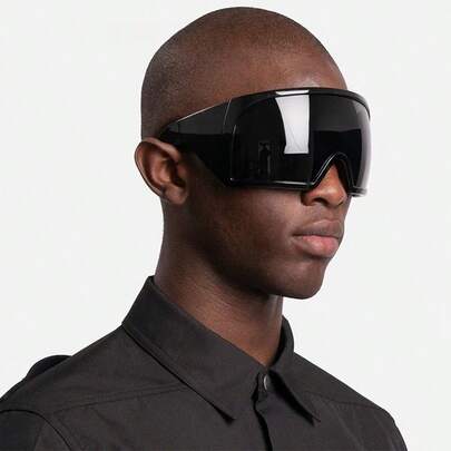 1 st herrmode sportglasögon, nya överdimensionerade bågar ansiktsskydd runtomgående futuristisk teknisk stil, present, lämpliga för glasögon, vardaglig utomhuscykling, vandring, solskydd, vindskydd, imskydd