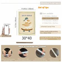 1pc, Canvas Wall Art, Framed Nursery Wall Art Charming Illustrations, Whimsical Children's Wall Decor Featuring Ducks, Dinosaurs And Puppies Adorable Animal Wall Art, Dreamy Nursery Decor Ideal For Children's Rooms, Nurseries, Playrooms, Kindergartens, Boys' Rooms, Girls' Rooms And Play Areas Waterproof. Perfect Party Gift - Multicolor - View 21