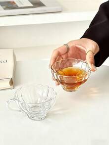 时尚复古花瓣形玻璃杯碟套装 | 高端咖啡/茶杯套装，含甜点盘 | 家居装饰及拍照道具 | 高品质可清洗玻璃餐具 | 朋友聚会送礼佳品