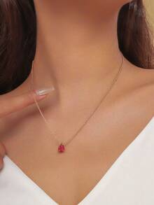 1 Gift Box Of Heart Zirconia Pendent Gold Necklace, Personalize Birth Necklace For Women & Girls, Daily Wear, Party, Dating, Wedding, Bridal Gift, Lover Gift, Gift For Mom, Christmas Gift Box, Birthday Gift, BBF Gift