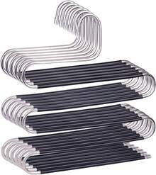 6-Pack Stainless Steel Non-Slip Clothes Hangers & Trouser Hangers: Space-Saving, Multi-Purpose S-Shaped Wardrobe Organizer, Suitable For Trousers, Jeans, Scarves, Towels, Leggings, Etc. - Silver - View 7