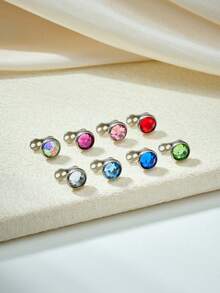 1pc Titanium Dermal Anchor Piercing Jewelry, Cubic Zirconia Embedded, Women's Style, Rainbow Diamond Dermal Top CZ Skin Micro Dermal Piercing Jewelry - Silver - View 2