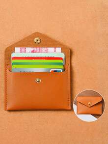 女士超薄按扣钱包,带卡槽和硬币袋 - 轻质合成皮革长款手拿包,含金色钥匙扣,多种颜色(桃色/浅蓝色/深棕色/紫色/红色/黑色),小巧的收纳包,简约的设计,光滑的质地,小巧的钱包,实用的礼物 - 彩色 - 查看 14