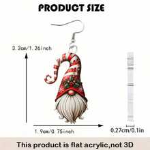 2pairs Of Dwarf Acrylic Double-Sided Earrings Christmas Tree Elk Gift Red Bottle Santa Claus Earrings